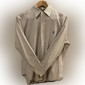 Ralph Lauren tan patterned button down.